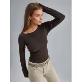 Busem Slim Fit Geribbelde Bootnekblouse