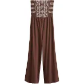 Next Jumpsuit donkerbruin / wit