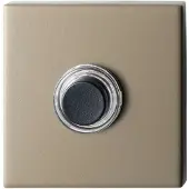 GPF bouwbeslag Beldrukker vierkant 50x50x8 mm met zwarte button Champagne blend
