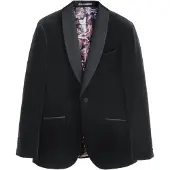 Next - Heren - Slim Fit - Signature Pontoglio Italiaanse fluwelen blazer met sjaalkraag - Zwart