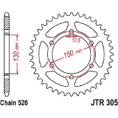 JT Sprockets 520 Jtr305.46zbk Steel Achtertandwiel