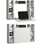 VCM Wandila bureau , laptopbureau aan de muur en 7 vakkenwit.