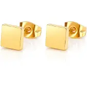 Cilla Jewels Dames Oorbellen Knoppen Goudkleurig Vierkant Edelstaal