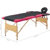 vidaXL Massagetafel inklapbaar 2 zones hout zwart en roze
