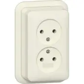 Gira Wandcontactdoos - Zonder Randaarde - 2-Voudig Opbouw - Creme