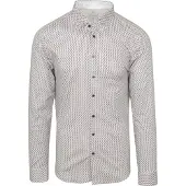 Desoto Overhemd Strijkvrij Full Print Wit | Beige | Maat XXL