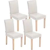CLP Ina Set van 4 Eetkamerstoelen - Kunstleer creme natura