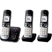 Panasonic KX-TG6823: Draadloos telefoonapparaat met lage stralingsuitstoot, ingebouwde antwoordapparaat, nummerweergave, 2 extra handsets, 15 uur spreektijd, 7 dagen stand-by, handsfree functie, DECT