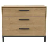 CALICOSY Ladenkast 3 laden eiken en mat zwart craft l90,7 cm