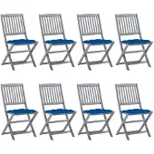 vidaXL Tuinstoelen 8 st inklapbaar met kussens massief acaciahout