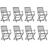 vidaXL Tuinstoelen 8 st inklapbaar met kussens massief acaciahout