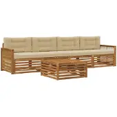 vidaXL Buiten bank set 5 st Natuurlijk en Beige