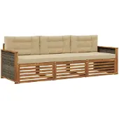 vidaXL Buiten bank set 3 st Natuurlijk en Beige