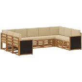 Syfax Buiten bankenset 7 st Naturel Massief Acaciahout en Polyester