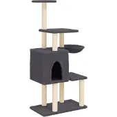 Syfax Kattenmeubel met sisal krabpalen 131 cm donkergrijs