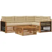 vidaXL Buiten bank set 5 st Natuurlijk en Beige