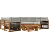 vidaXL Buiten bank set 7 st Naturel en lichtgrijs