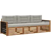 vidaXL Buiten bank set 3 st Naturel en lichtgrijs