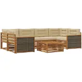 vidaXL Buiten bank set 7 st Natuurlijk en Beige