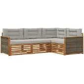 vidaXL Buiten bank set 4 st Naturel en lichtgrijs
