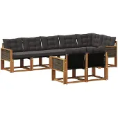 vidaXL Buiten bank set 8 st Naturel en Zwart