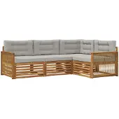 vidaXL Buiten bank set 4 st Naturel en lichtgrijs