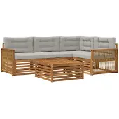 vidaXL Buiten bank set 5 st Naturel en lichtgrijs