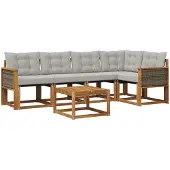 vidaXL Buiten bank set 6 st Naturel en lichtgrijs