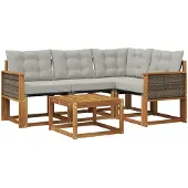 vidaXL Buiten bank set 5 st Naturel en lichtgrijs