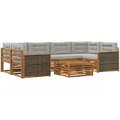 vidaXL Buiten bank set 7 st Naturel en lichtgrijs