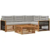 vidaXL Buiten bank set 5 st Naturel en lichtgrijs