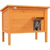PawHut Kattenhuis geisoleerd voor buiten - Kattenhuis voor de tuin - Kattenhok - Katten iglo - Hout - Oranje
