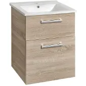 A&n&a aqualine Vega Wastafelonderkast 51,5x72,6x43,6cm, 2x lade, eiken platina