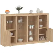 vidaXL Dressoirs met LED-verlichting 3 st bewerkt hout sonoma eiken