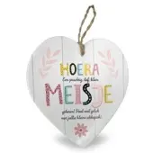 Miko Houten hart baby, hoera meisje (naturel, multicolor)