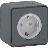 Schneider Electric Mureva Styl wandcontactdoos 1-voudig IP55 antraciet