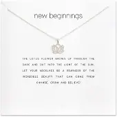 Victorious Dames Ketting – Zilveren Lotus Bloem – Zilver – 44cm