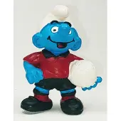 Schleich Voetballer smurf - poppetje in rood tenue - 6 cm - De smurfen