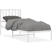 vidaXL Bedframe met hoofdbord zonder matras metaal wit 75x190 cm
