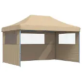 Syfax Partytent inklapbaar pop-up met 3 zijwanden beige