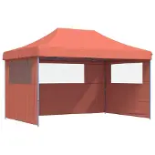 vidaXL Partytent, inklapbaar, pop-up model, met 3 zijpanelen, terracotta