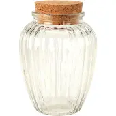 Excellent houseware Kruidenpotjes / kleine voorraadpotjes - 6x stuks - glas - transparant - 280 ml - met dop van kurk - flessenpost - weckpotten