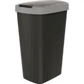 Prosperplast Afvalcontainer 45 liter met deksel, KEDEN COMPACTA Q, zwart met lichtgrijze rand