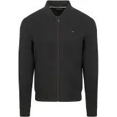 No-excess Sweater full zipper pique bomber black