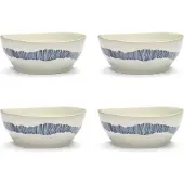 Serax Feast Kom L - Set van 4 White|Blue Stripes