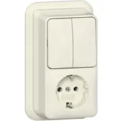 Gira Serieschakelaar + Wandcontactdoos Opbouw Creme 417510