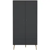 CALICOSY Bodo kledingkast 200x99x58cm, 2 deuren, 2 lades matgrijs.