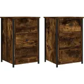 vidaXL Nachtkastjes 2 st 40x36x60 cm bewerkt hout gerookt eikenkleurig
