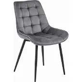 Leobert Eetkamerstoel BERA - Donkergrijs fluweel - Zwarte metalen poten - Modern design