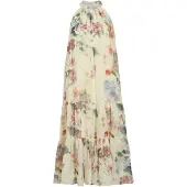Vila Zomerjurk 'VINIA' beige / pastelblauw / donkergroen / pitaja roze